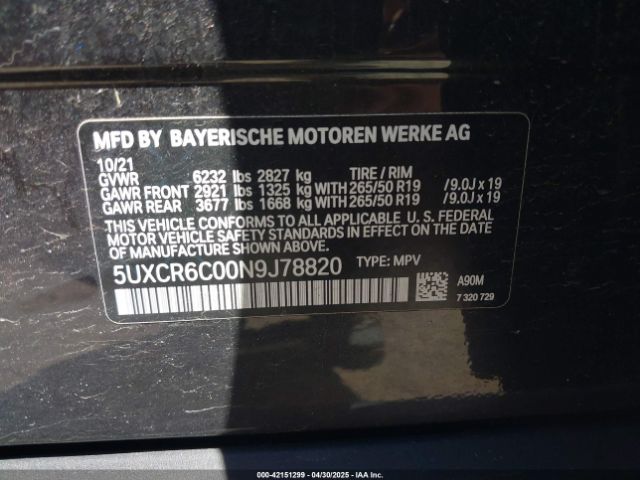 5UXCR6C00N9J78820 BMW X5 Xdrive40i