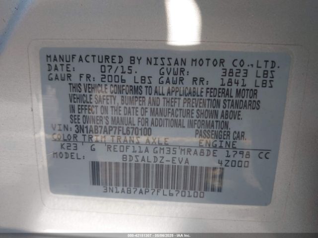3N1AB7AP7FL670100 Nissan Sentra