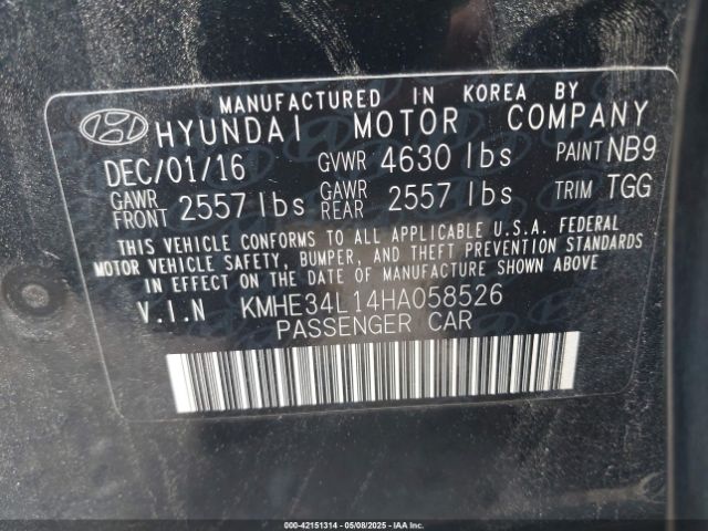 KMHE34L14HA058526 Hyundai Sonata Hybrid Limited