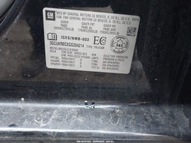 3GCUKRECXGG284214 Chevrolet Silverado 1500 1lt/2lt