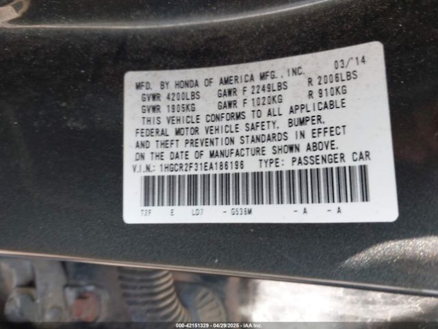 1HGCR2F31EA186196 Honda ACCORD LX