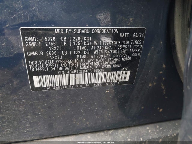 4S4BTGLD4S3108528 Subaru Outback Onyx Edition Xt