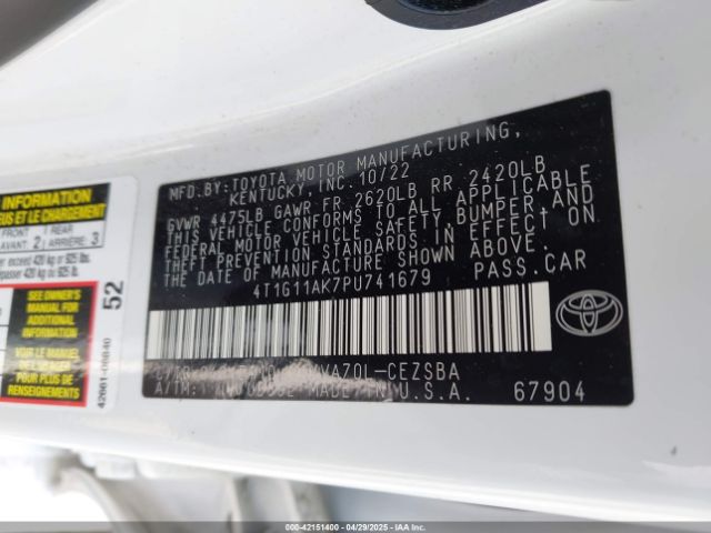 4T1G11AK7PU741679 Toyota CAMRY SE