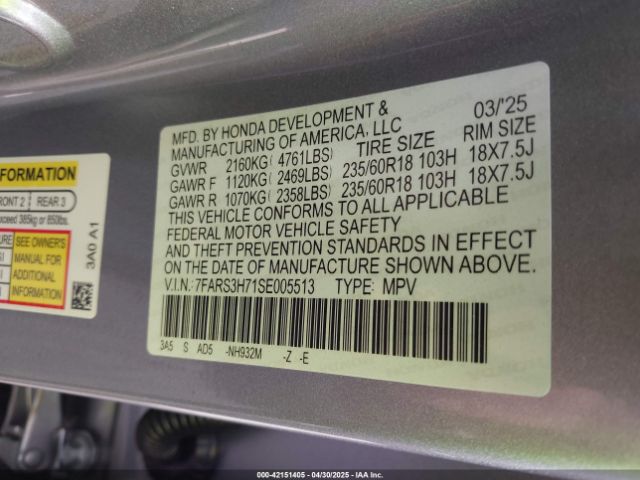 7FARS3H71SE005513 Honda Cr-v Ex-l 2wd