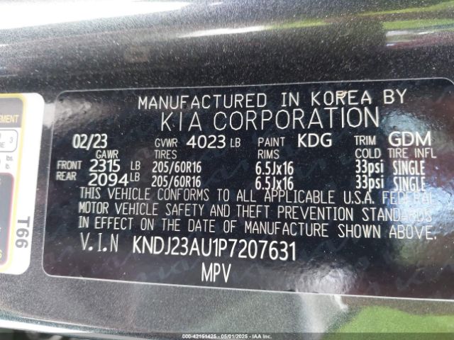 KNDJ23AU1P7207631 KIA SOUL LX