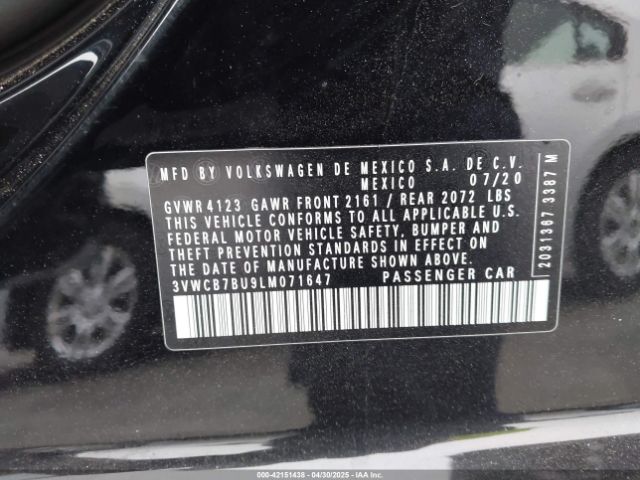 3VWCB7BU9LM071647 Volkswagen Jetta 1.4t R-line/1.4t S/1.4t Se
