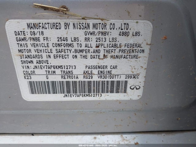 JN1EV7AP6KM512713 Infiniti Q50 3.0t Luxe