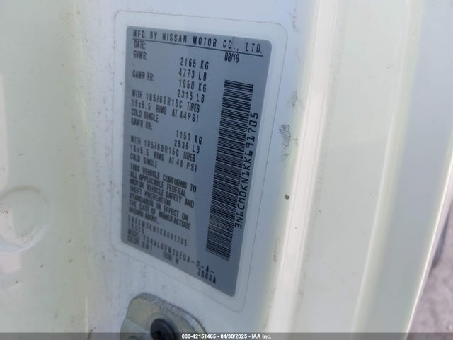 3N6CM0KN1KK691705 Nissan 2019
