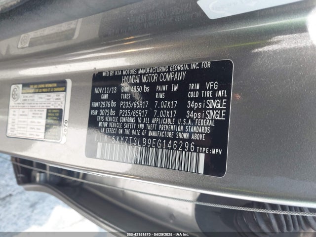 5XYZT3LB9EG146296 Hyundai gdi theta
