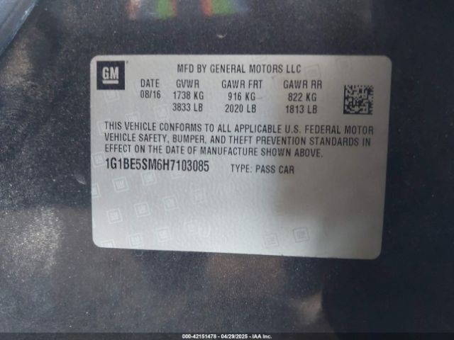 1G1BE5SM6H7103085 Chevrolet Cruze Lt Auto