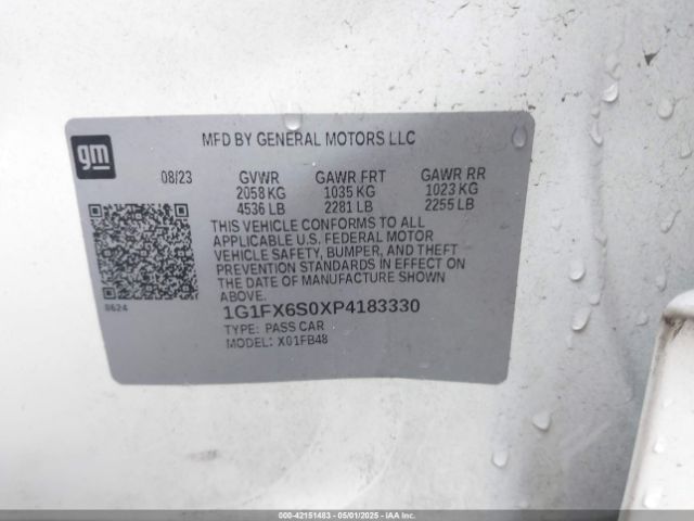 1G1FX6S0XP4183330 Chevrolet Bolt Ev Fwd 2lt
