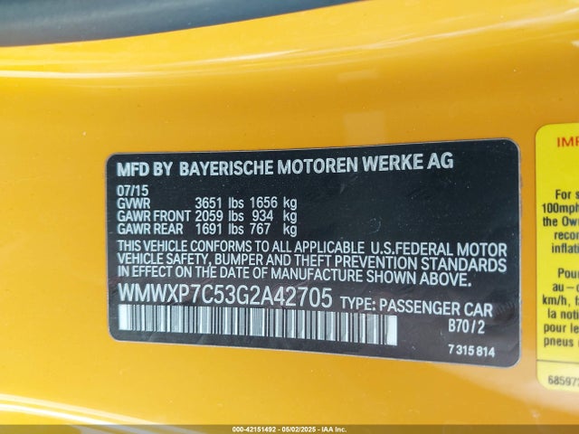 2016 MINI HARDTOP WMWXP7C53G2A42705 Photo 8