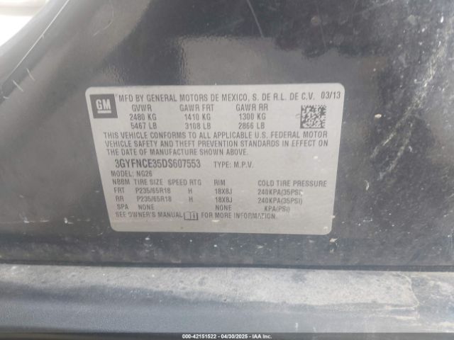 2013 CADILLAC SRX 3GYFNCE35DS607553 Photo 8