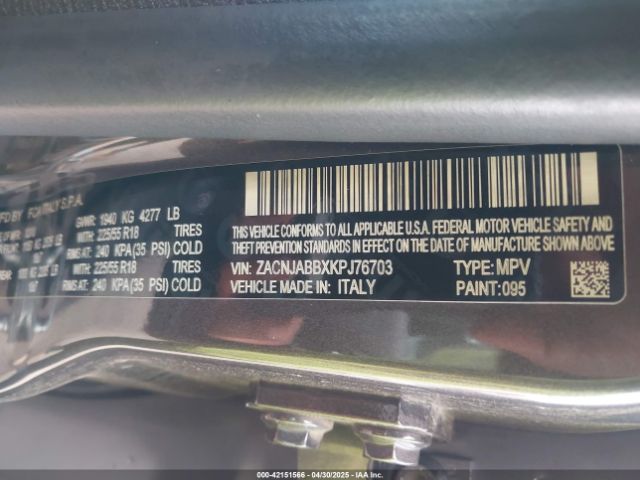 ZACNJABBXKPJ76703 Jeep Renegade Altitude Fwd