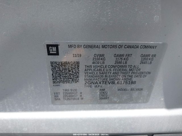 2GNAXTEV8L6175198 Chevrolet Equinox Awd 2fl