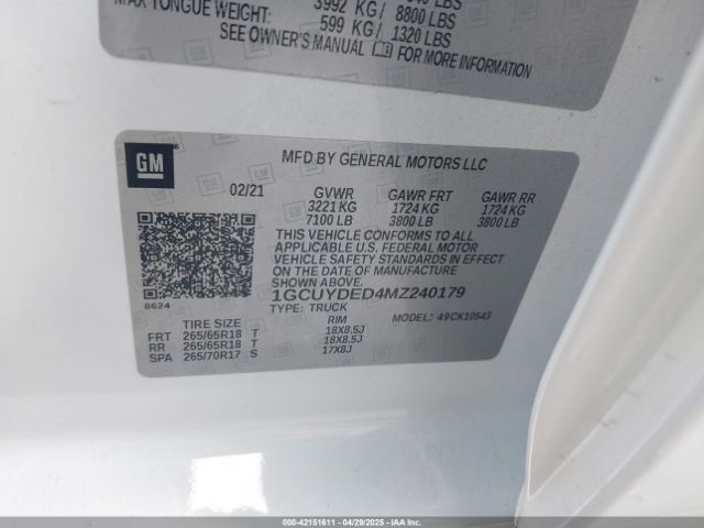 1GCUYDED4MZ240179 Chevrolet Silverado 1500 4wd  Short Bed Lt