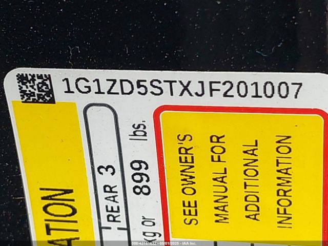 1G1ZD5STXJF201007 Chevrolet lfv - direct injection, variable valve timing, gen 1