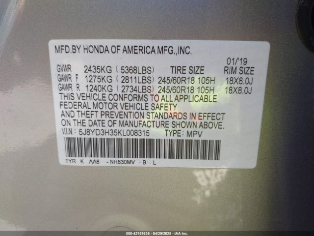 2019 ACURA MDX 5J8YD3H35KL008315 Photo 8