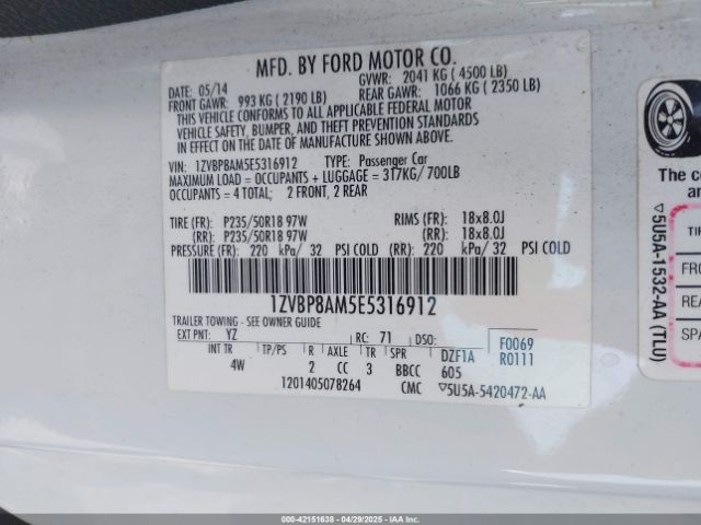 1ZVBP8AM5E5316912 Ford Mustang V6 Premium