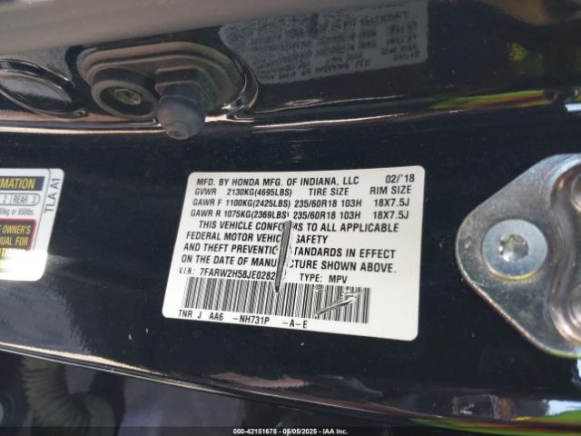 7FARW2H58JE028282 Honda CR-V EX