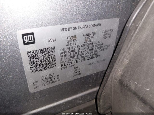 KL77LFE27RC245700 Chevrolet Trax Fwd Sp
