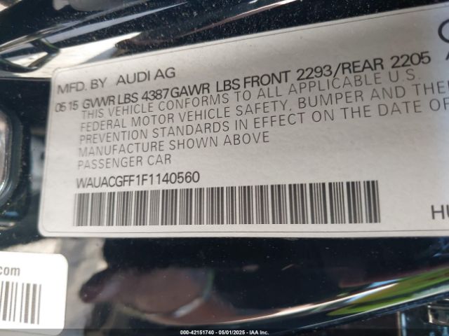 WAUACGFF1F1140560 Audi A3 1.8t Premium