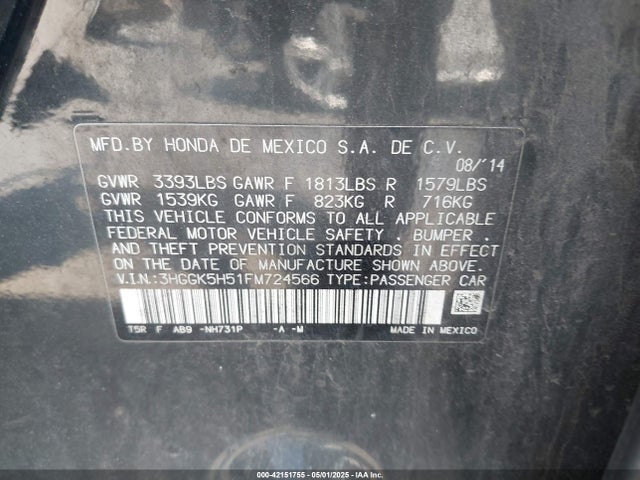 3HGGK5H51FM724566 Honda FIT LX