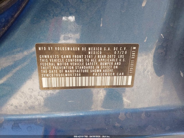 3VWCB7BU0LM067356 Volkswagen Jetta 1.4t R-line/1.4t S/1.4t Se