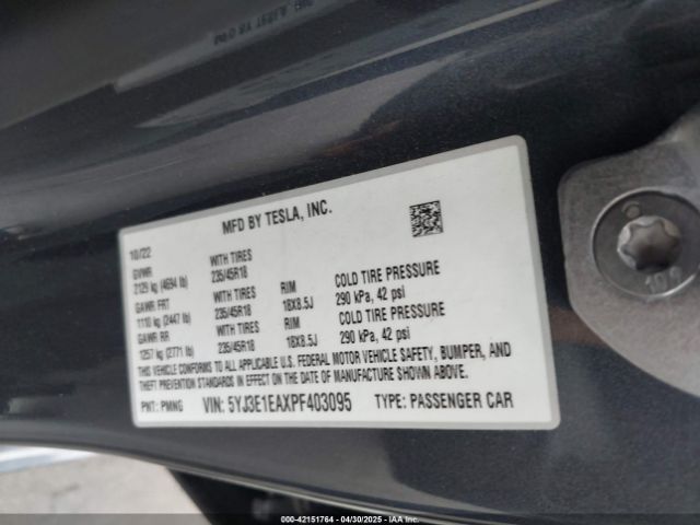 2023 TESLA MODEL 3 5YJ3E1EAXPF403095 Photo 8