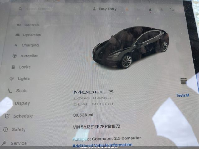 5YJ3E1EB7KF191872 Tesla Model 3 Long Range/performance
