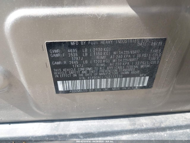 4S4BSACC7G3233330 Subaru Outback 2.5i Premium