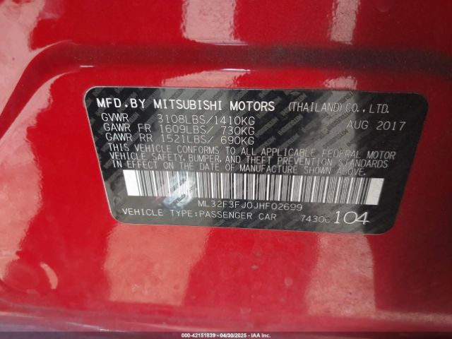 ML32F3FJ0JHF02699 Mitsubishi Mirage G4 Es
