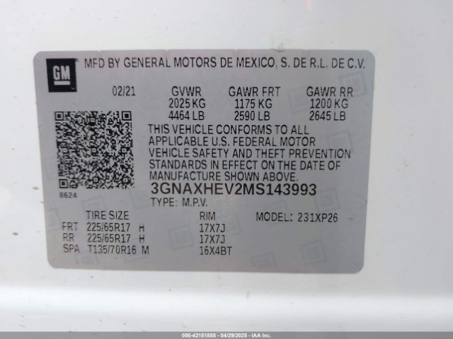 2021 CHEVROLET EQUINOX 3GNAXHEV2MS143993 Photo 8