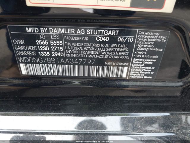 2010 MERCEDES-BENZ S 550 WDDNG7BB1AA347797 Photo 8