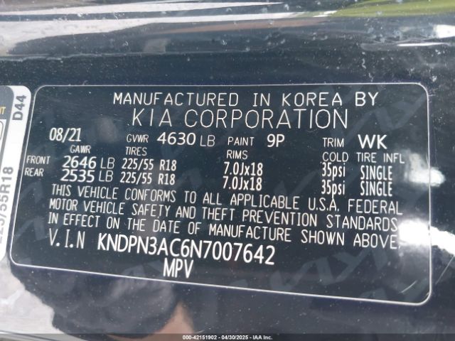 KNDPN3AC6N7007642 KIA Sportage Ex
