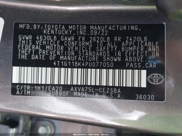 4T1G11BK4PU077050 Toyota a25a-fks