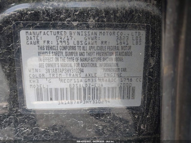 3N1AB7AP3HY310294 Nissan SENTRA SV