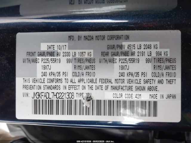 JM3KFADL7H0221308 Mazda Cx-5 Grand Touring