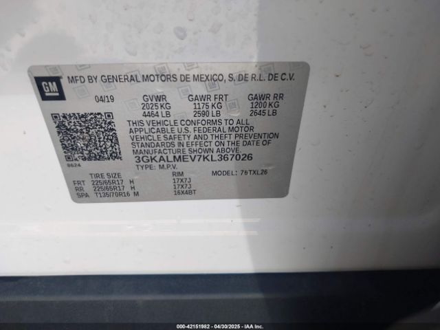 3GKALMEV7KL367026 GMC Terrain Sle