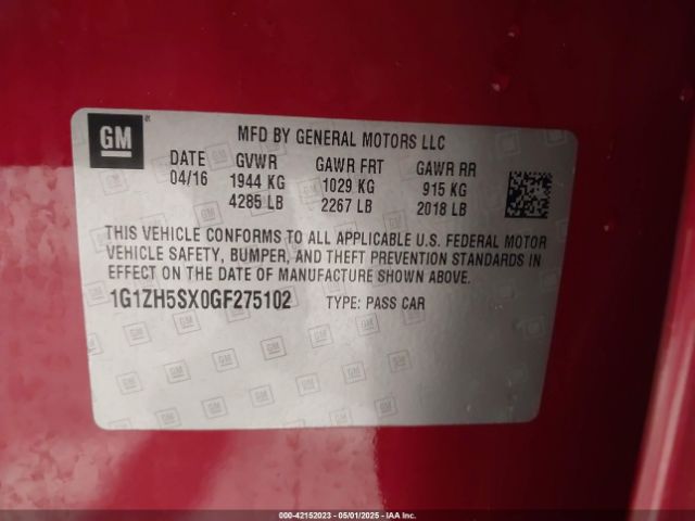 1G1ZH5SX0GF275102 Chevrolet Malibu Premier