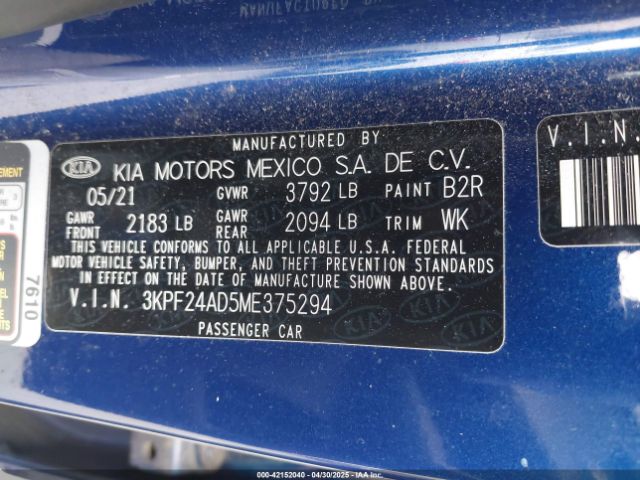 3KPF24AD5ME375294 KIA mpi nu