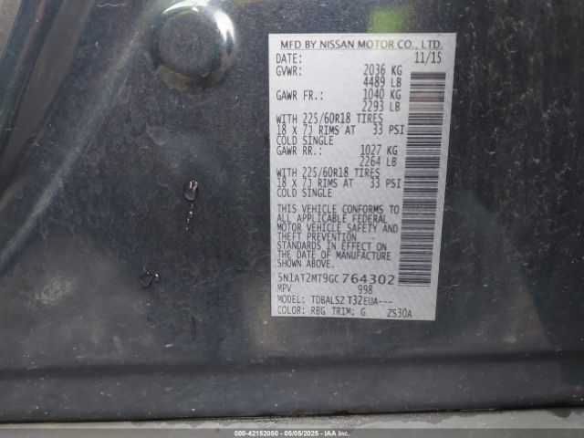 5N1AT2MT9GC764302 Nissan Rogue Sl
