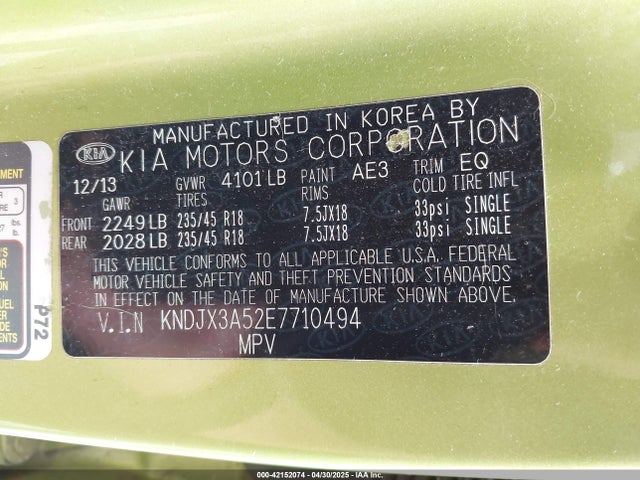 KNDJX3A52E7710494 KIA dohc gdi nu