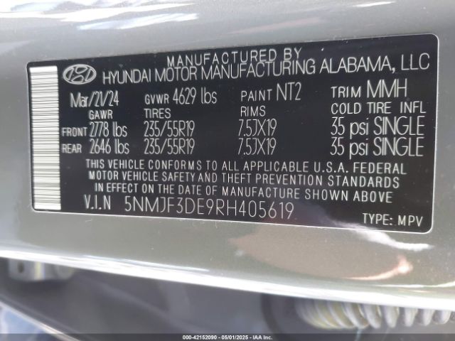 5NMJF3DE9RH405619 Hyundai TUCSON SEL