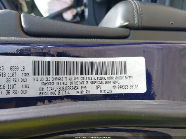1C4RJFBG8JC363454 Jeep Grand Cherokee Limited 4x4