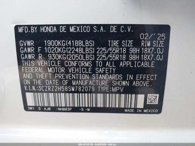 3CZRZ2H58SM782079 Honda k20z5