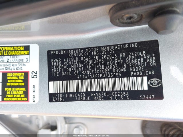 Toyota CAMRY SE 2023 4T1G11AK4PU736195 Image 9