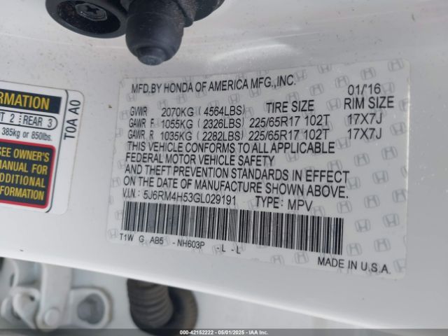 5J6RM4H53GL029191 Honda CR-V EX