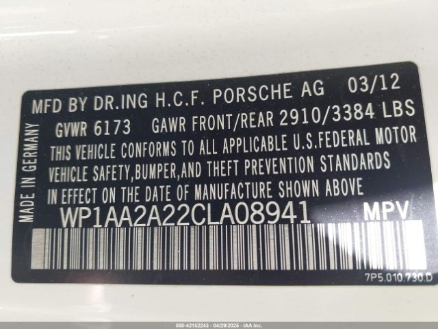 2012 PORSCHE CAYENNE WP1AA2A22CLA08941 Photo 8