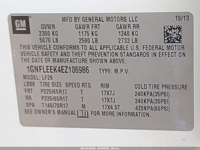 1GNFLEEK4EZ106986 Chevrolet EQUINOX LS